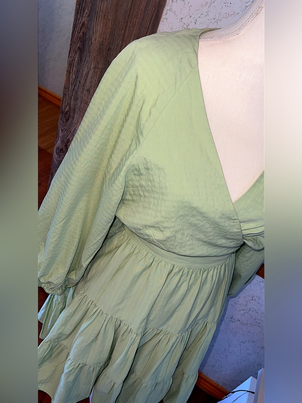 Gianni Bini Sage Green Wrap Tiered Maxi Dress XL - Picture 5 of 7
